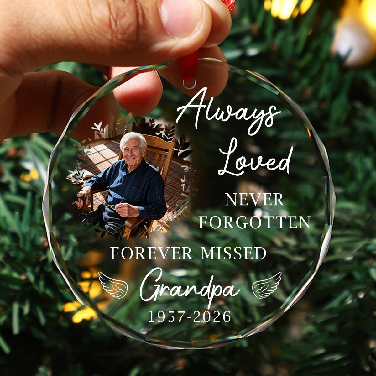 Never Forgetten Forever Missed - Personalized  Glass Memorial Ornament