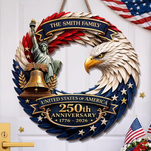 Personalized America 250th Anniversary Wood Sign - Gifts For  Your Family