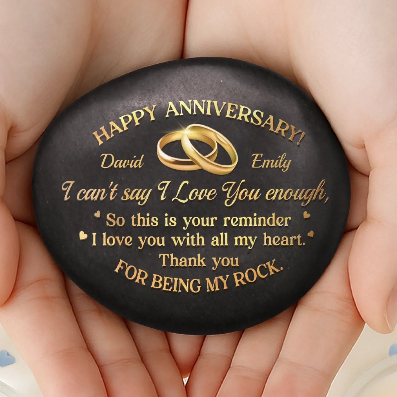 Our Love Blossoms Through Time - Personalized Printed Rock - Anniversary Wedding Gifts For Couple
