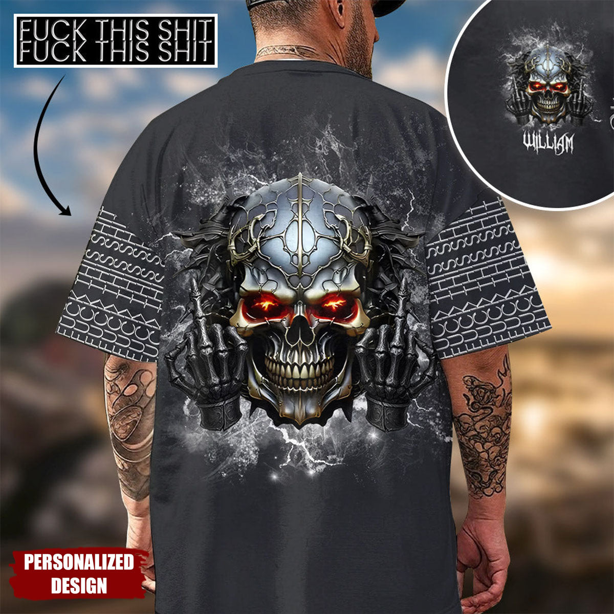 F*ck This Sh*t - Personalized Skull All Over T-Shirt