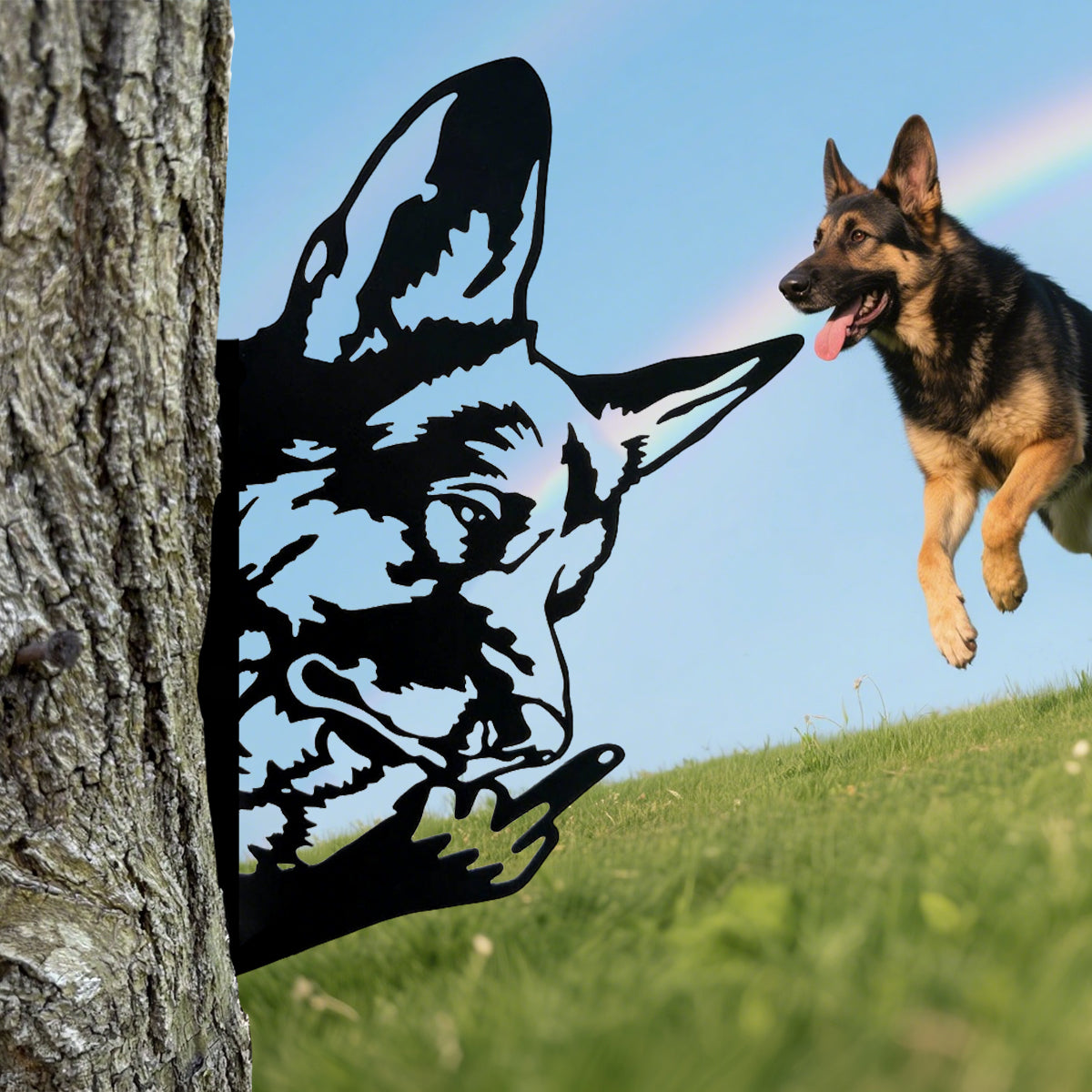 German Shepherd Middle Finger Metal Sign - Versatile Mountable Wall Art