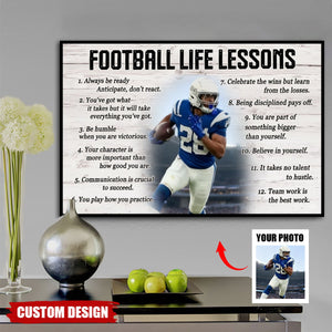 Custom Photo, Football Life Lessons-Personalized Poster, Gift For Football Lover