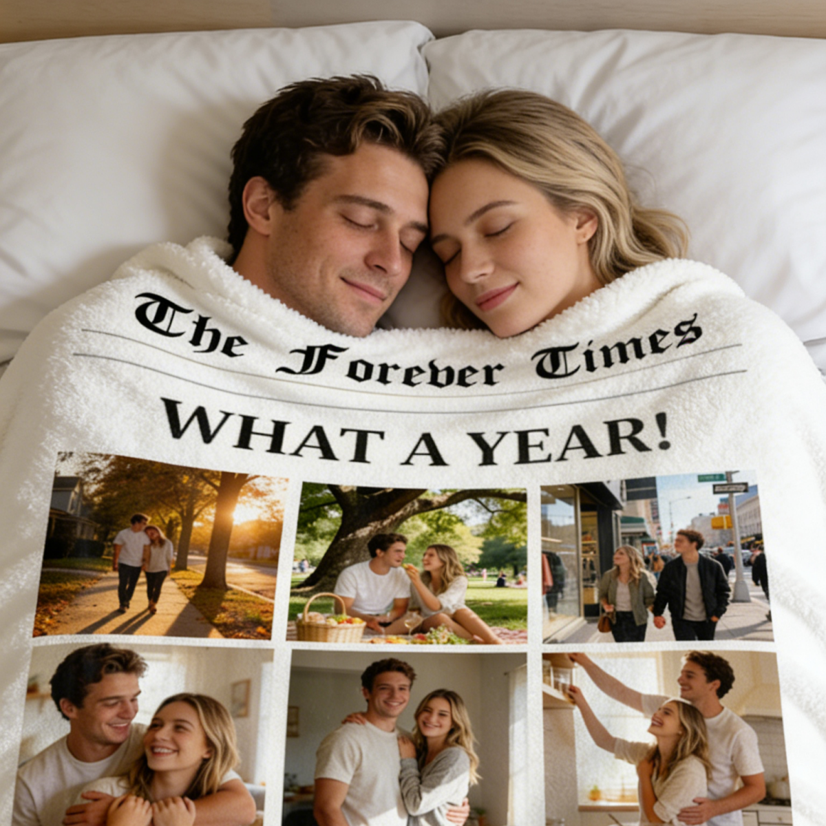 Personalized What A Year Newspaper Couple Blanket