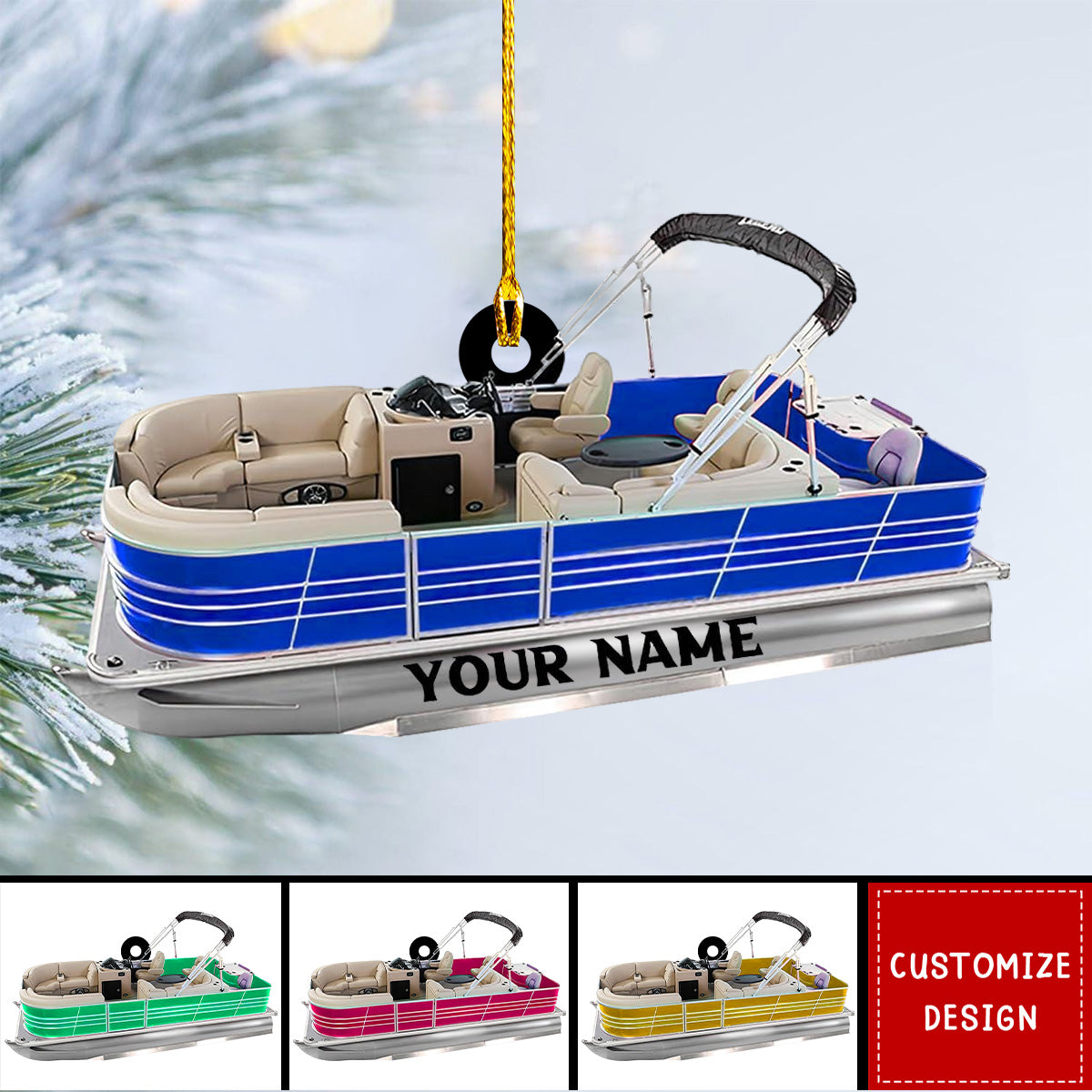 Personalized Pontoon Boat Acrylic Christmas Ornament - New Release
