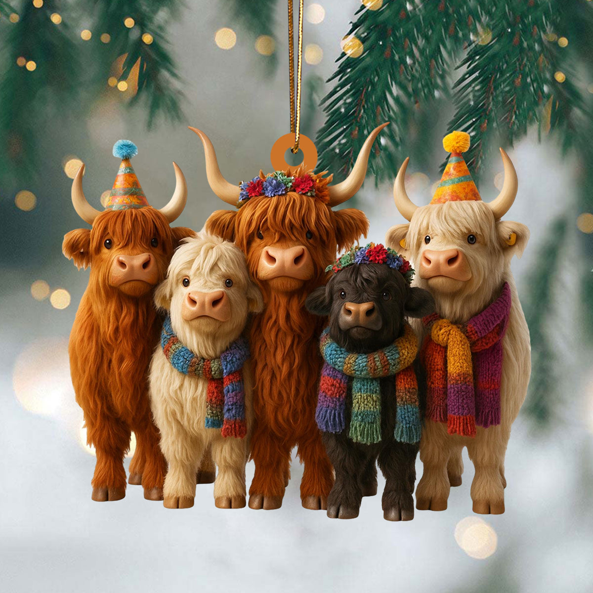 Highland Cow Christmas Ornament, Holiday Gift for Cow Lover