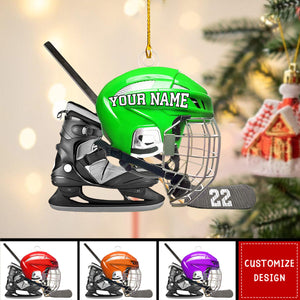 Personalized Hockey Helmet Christmas Ornament Gift For Hockey Lovers-New Release