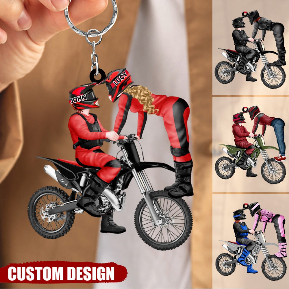 Motocross Couple, Personalized Acrylic Keychain
