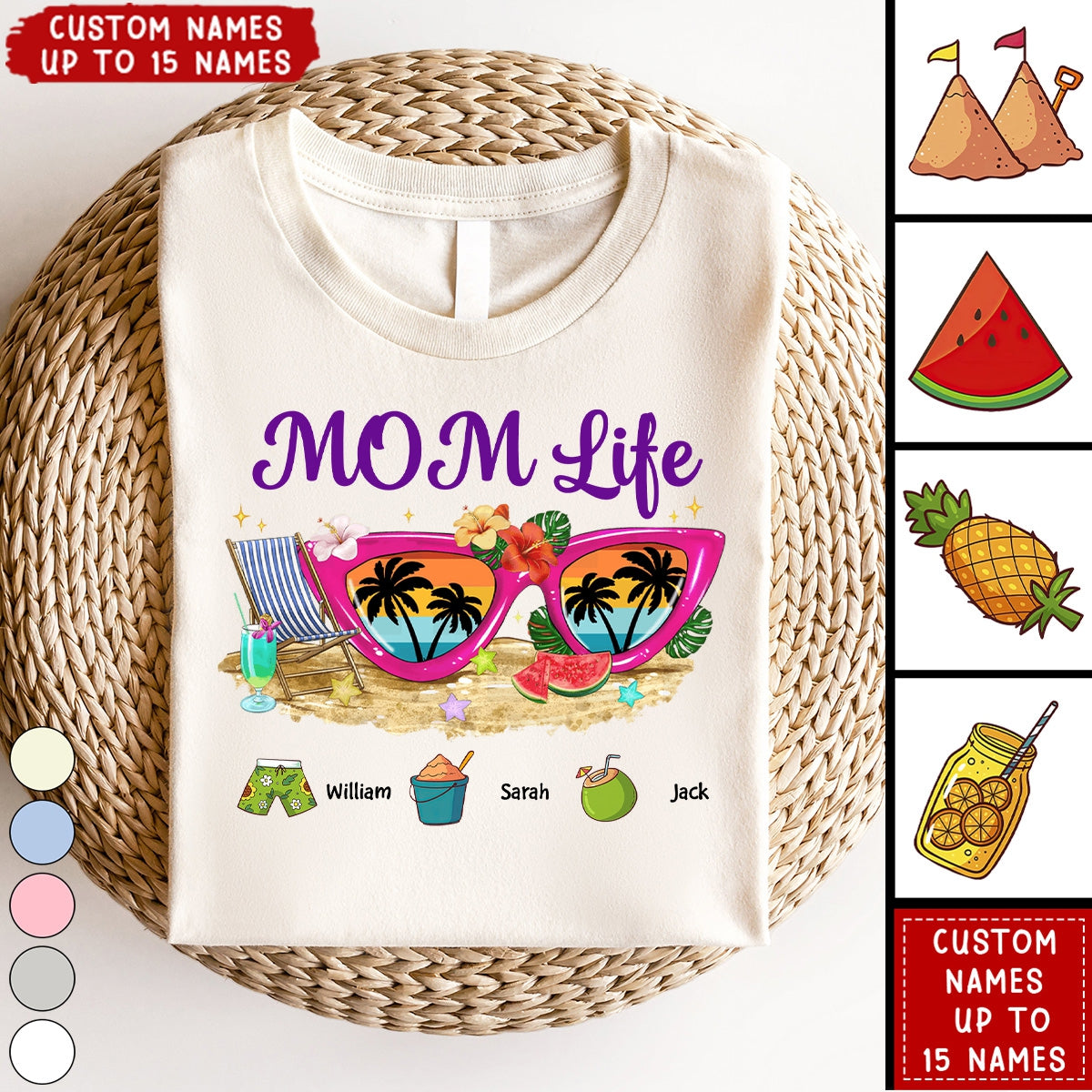 Nana Mimi Grandma Life Sunglasses Beach Vibes Summer Vacation Personalized T-Shirt