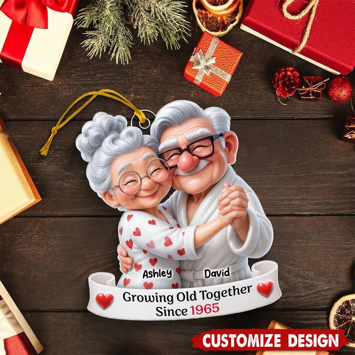 Personalized Dancing Acrylic Ornament - Gift For Old Couple