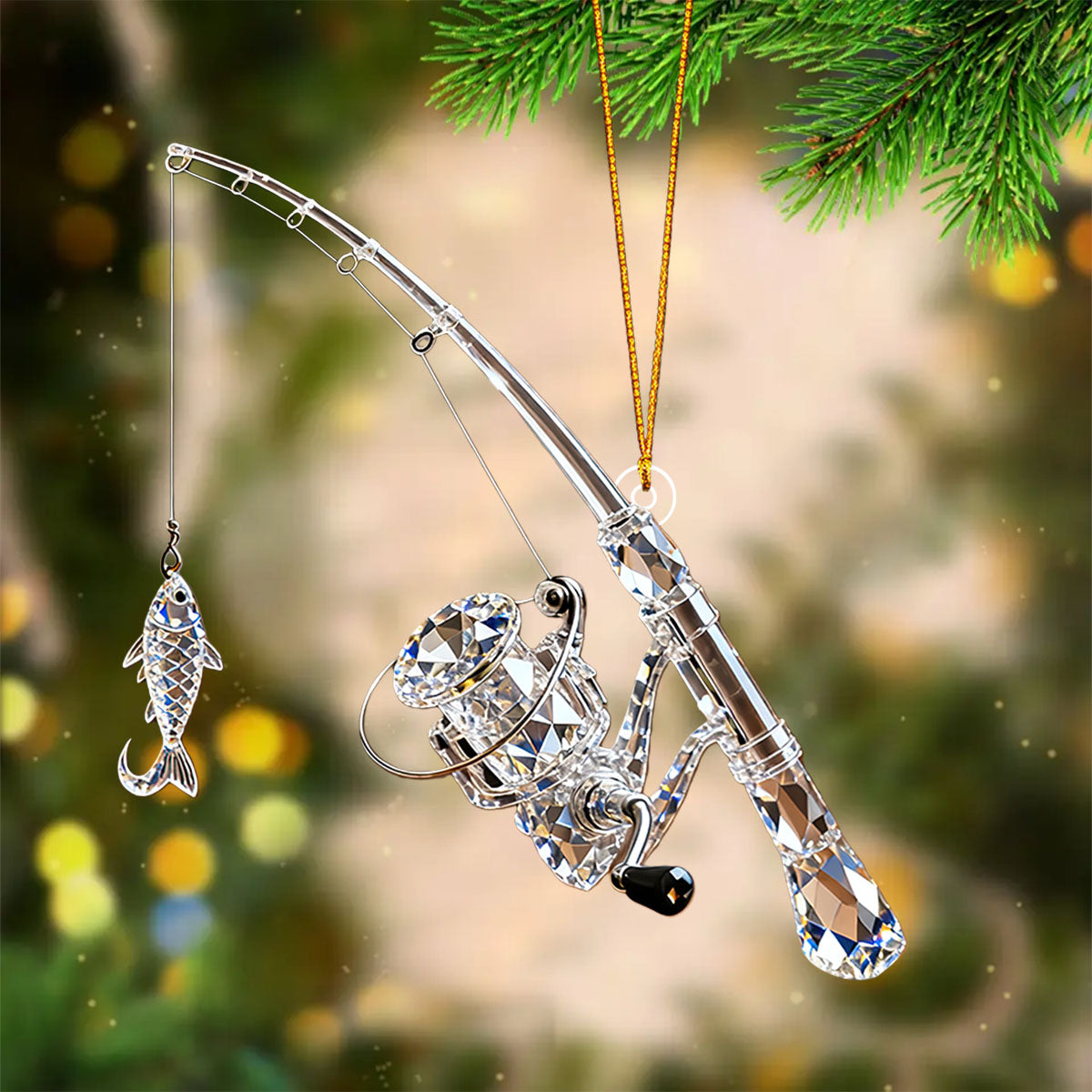 Fishing Rod Christmas Ornament Gift For Fishing Lover