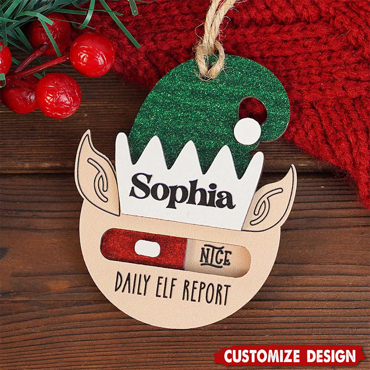 Personalized Daily Elf Report Christmas Ornament - Gift for Kids