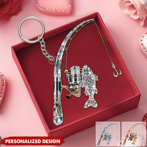 Personalized Fishing Rod Keychain Gift For Fishing Lover