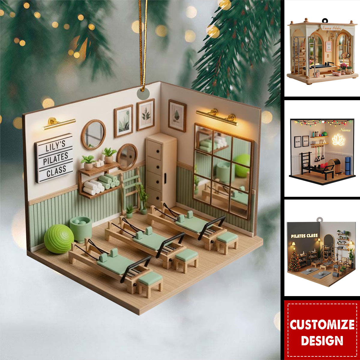 Personalized Pilates Studio Christmas Ornament Gift For Pilates Teacher Or Enthusiast