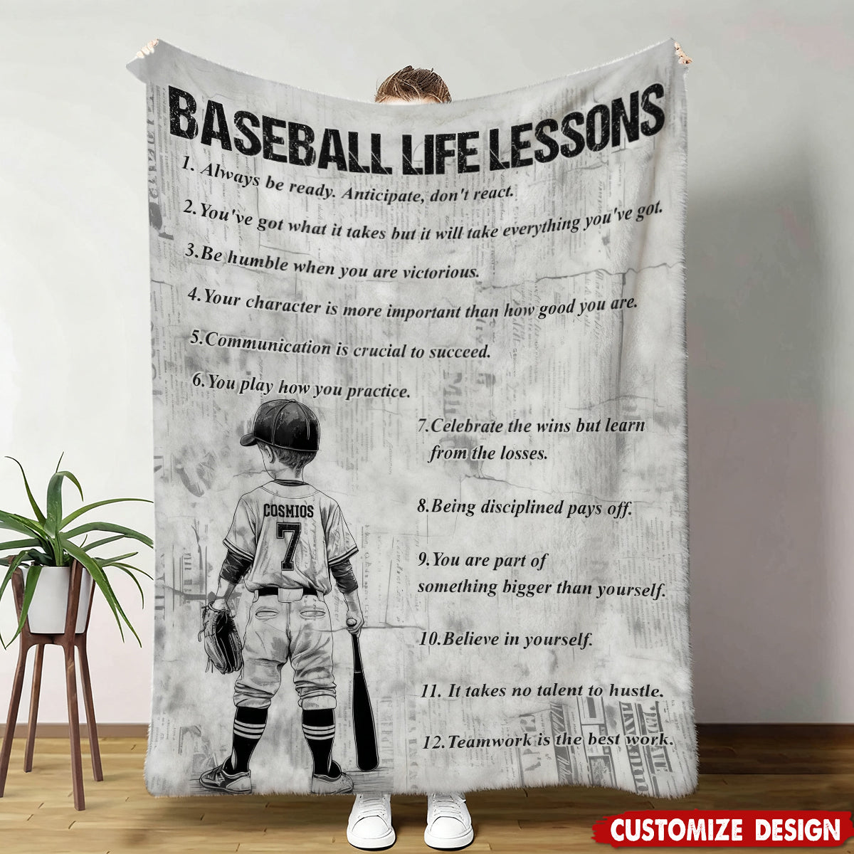 Baseball Life Lessons - Personalized Baseball Fleece Blanket