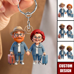 Personalized Old Couple Go Traveling Acrylic Keychain
