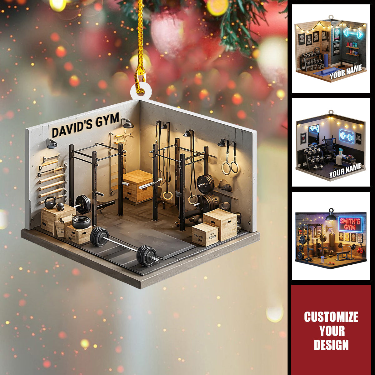 Personalized Fitness Christmas Ornament, Gift For Gym Lover, Workout Keepsake