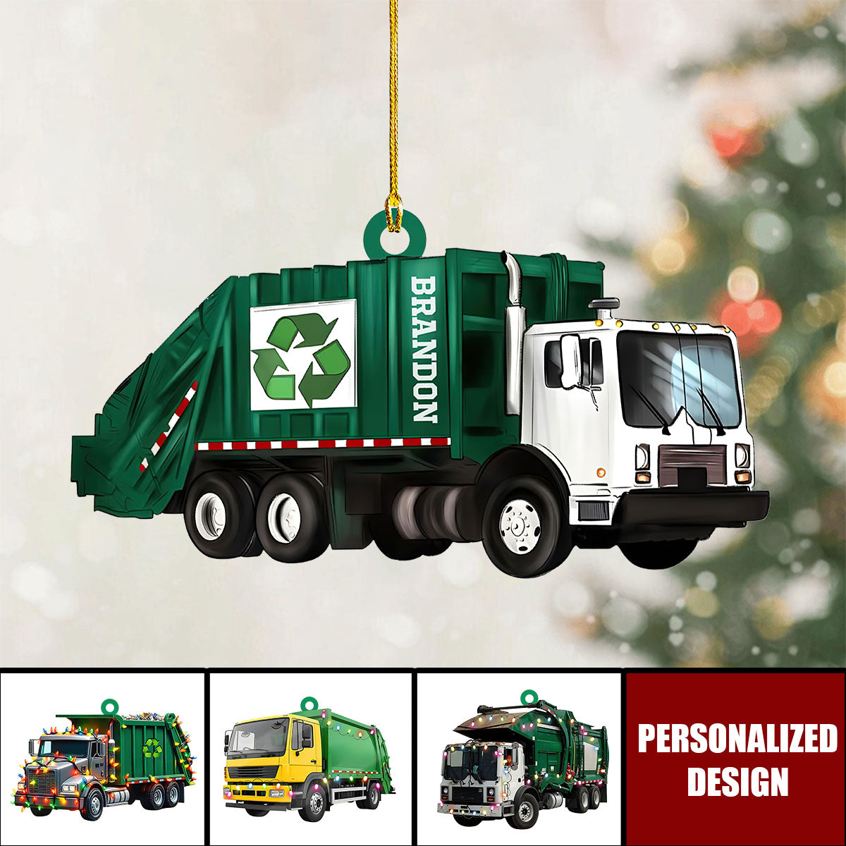 Personalized Garbage Truck Ornament-Gift for Sanitation Workers, Waste Management Staff, Truck Drivers