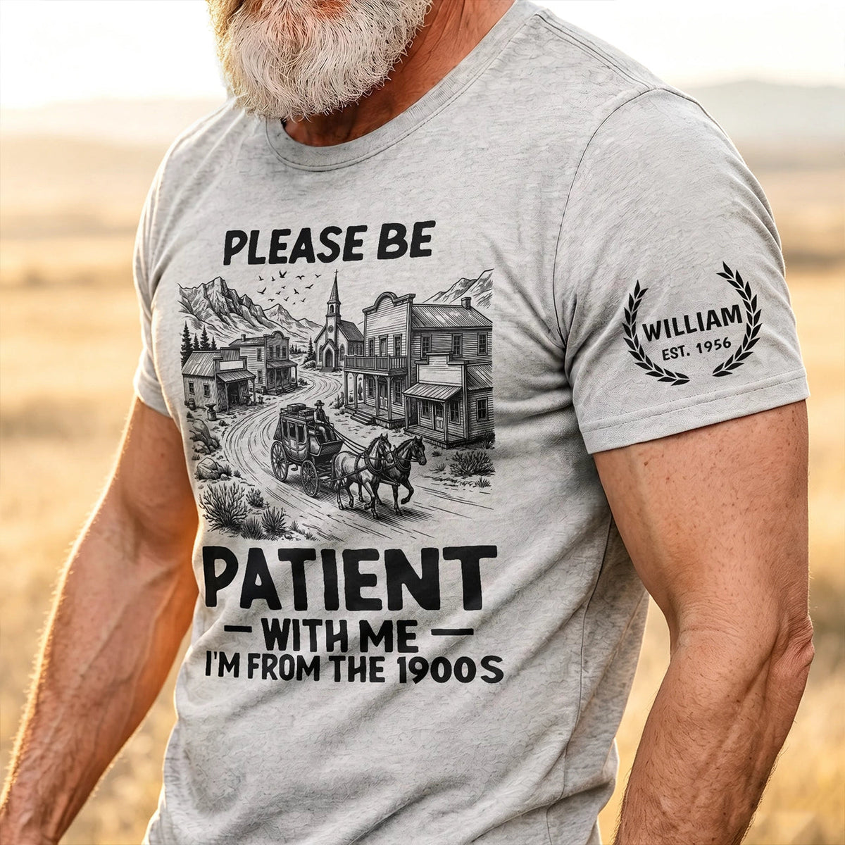 Personalized Dual Print Classic Tee, Please Be Patient With Me Design, Creative Gift for Retro Humor Fans