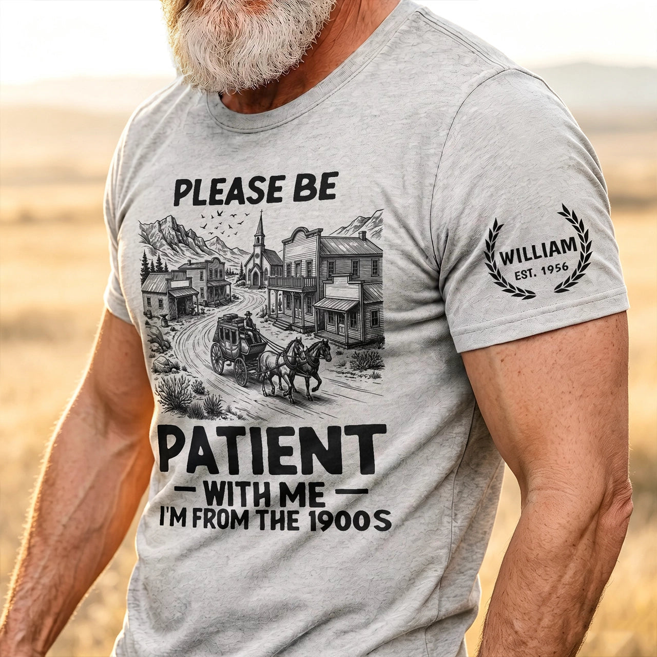 Personalized Dual Print Classic Tee, Please Be Patient With Me Design, Creative Gift for Retro Humor Fans