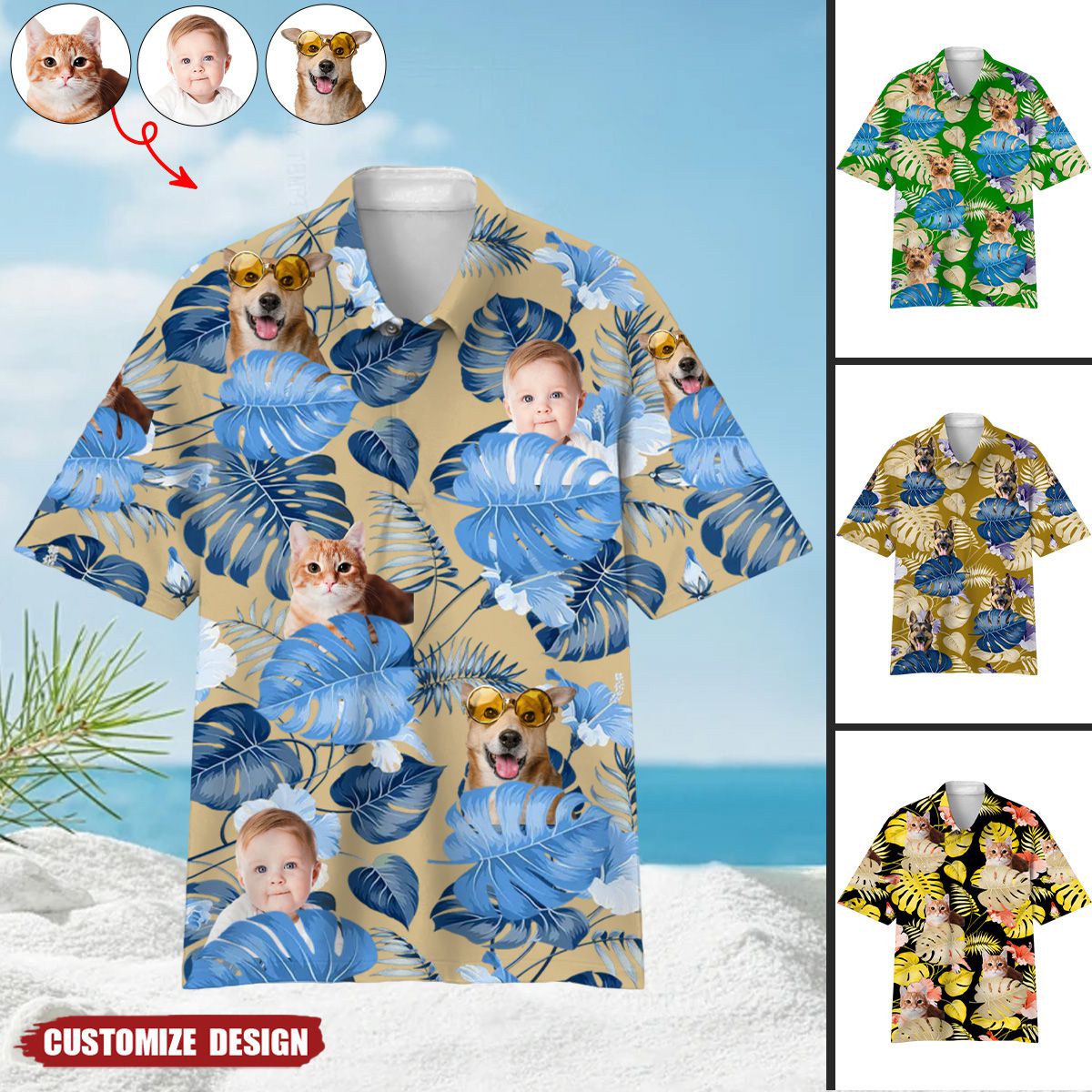 Custom Photo Hawaiian Polo Shirt