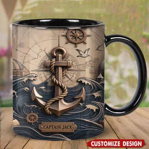 Nautical Anchor Vintage Nautical Map Fragment Personalized Coffee Mug
