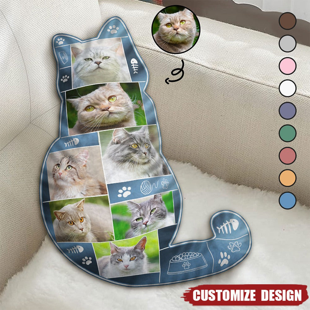 Custom Photo Cat Shape - Gift For Cat Lovers, Cat Mom, Cat Dad - Personalized Custom Shaped Pillow
