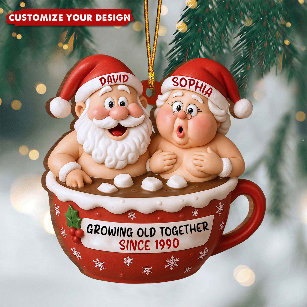 Personalized Couple Growing Old Together Ornament