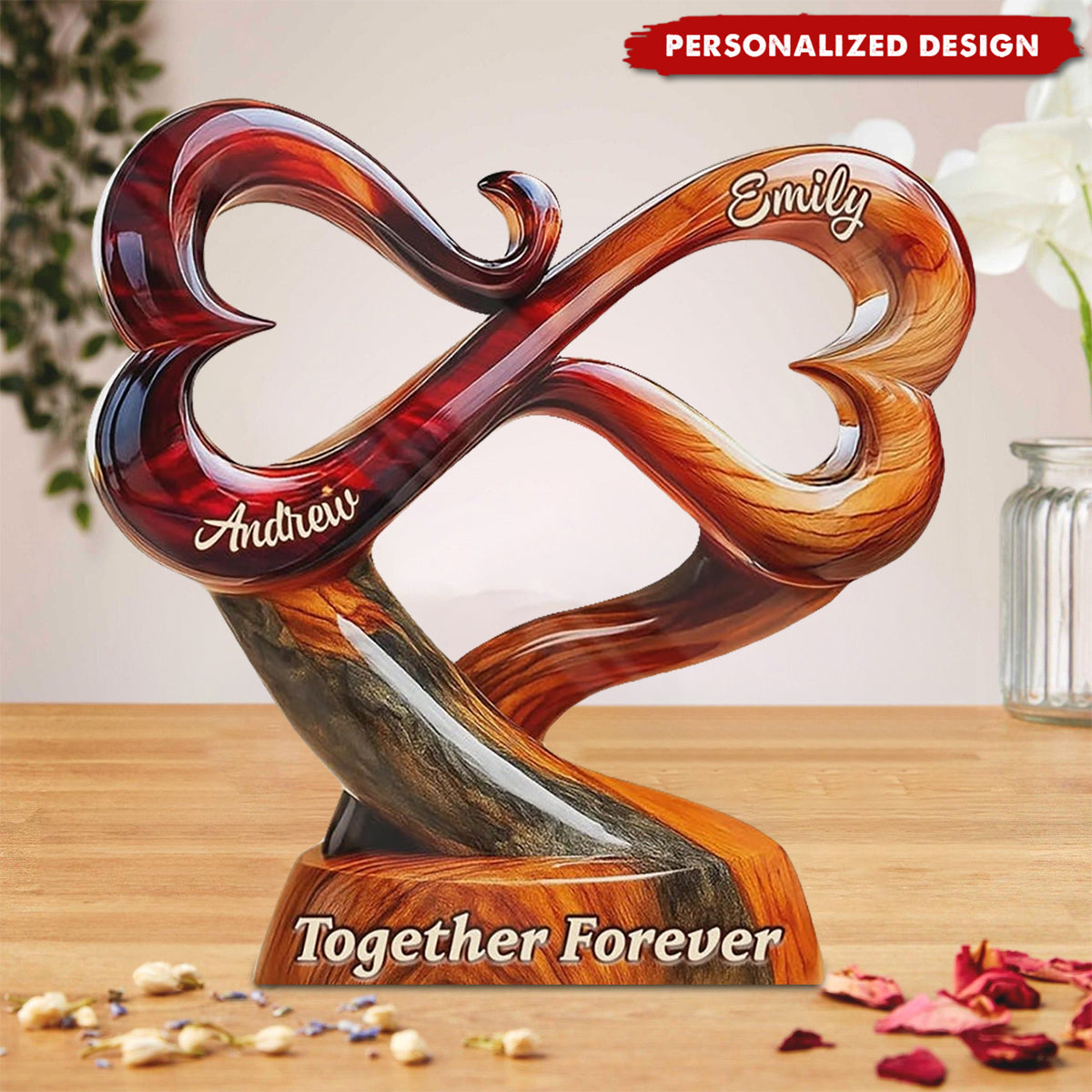 Personalized Infinity Heart Acrylic Plaque - Anniversary Gift