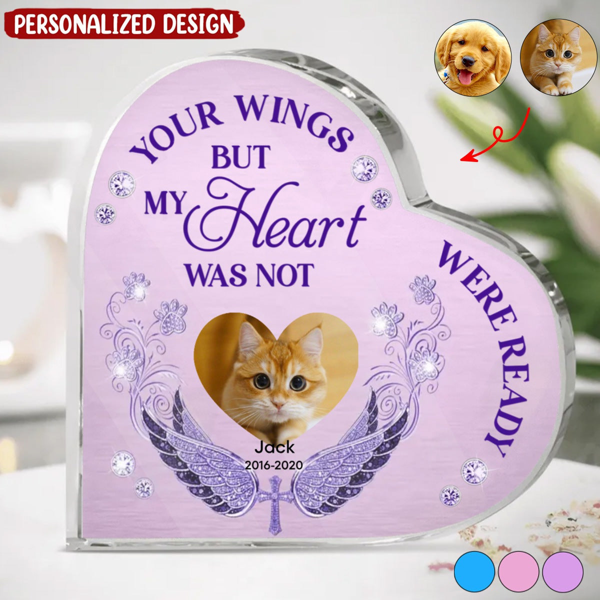 Custom Personalized Memorial Pet Heart Shaped Acrylic Plaque - Upload Photo - Gift Idea For Pet Lover