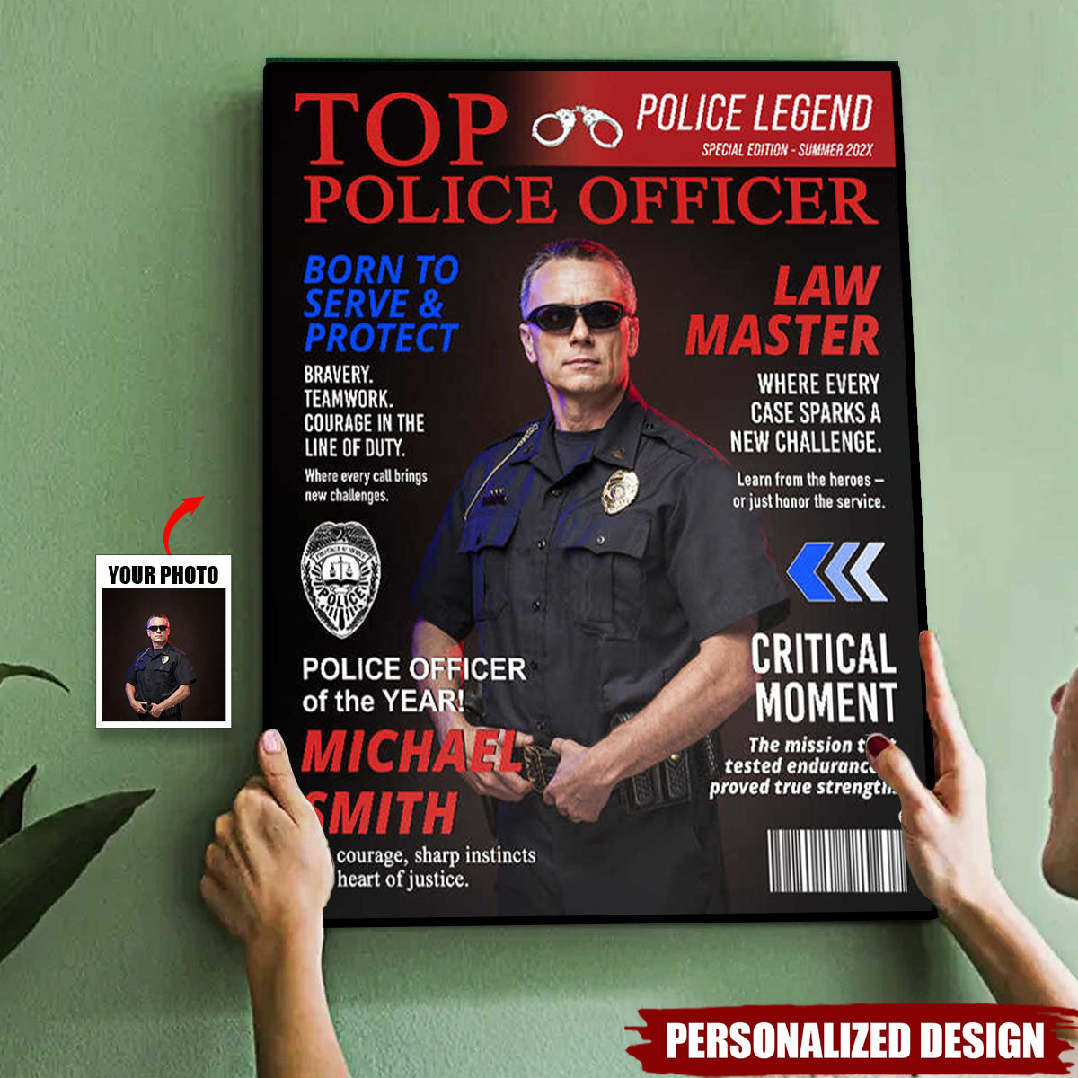 Personalized Police Officer Magazine Cover Poster-Police Officer Gifts