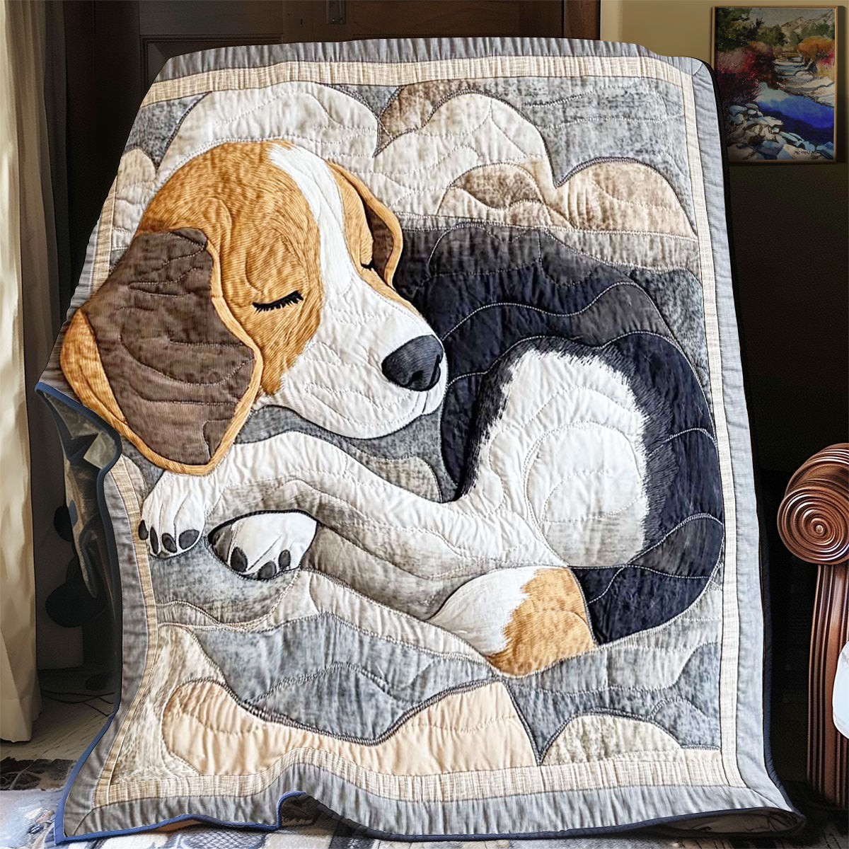 Sleeping Beagle Quilted Blanket