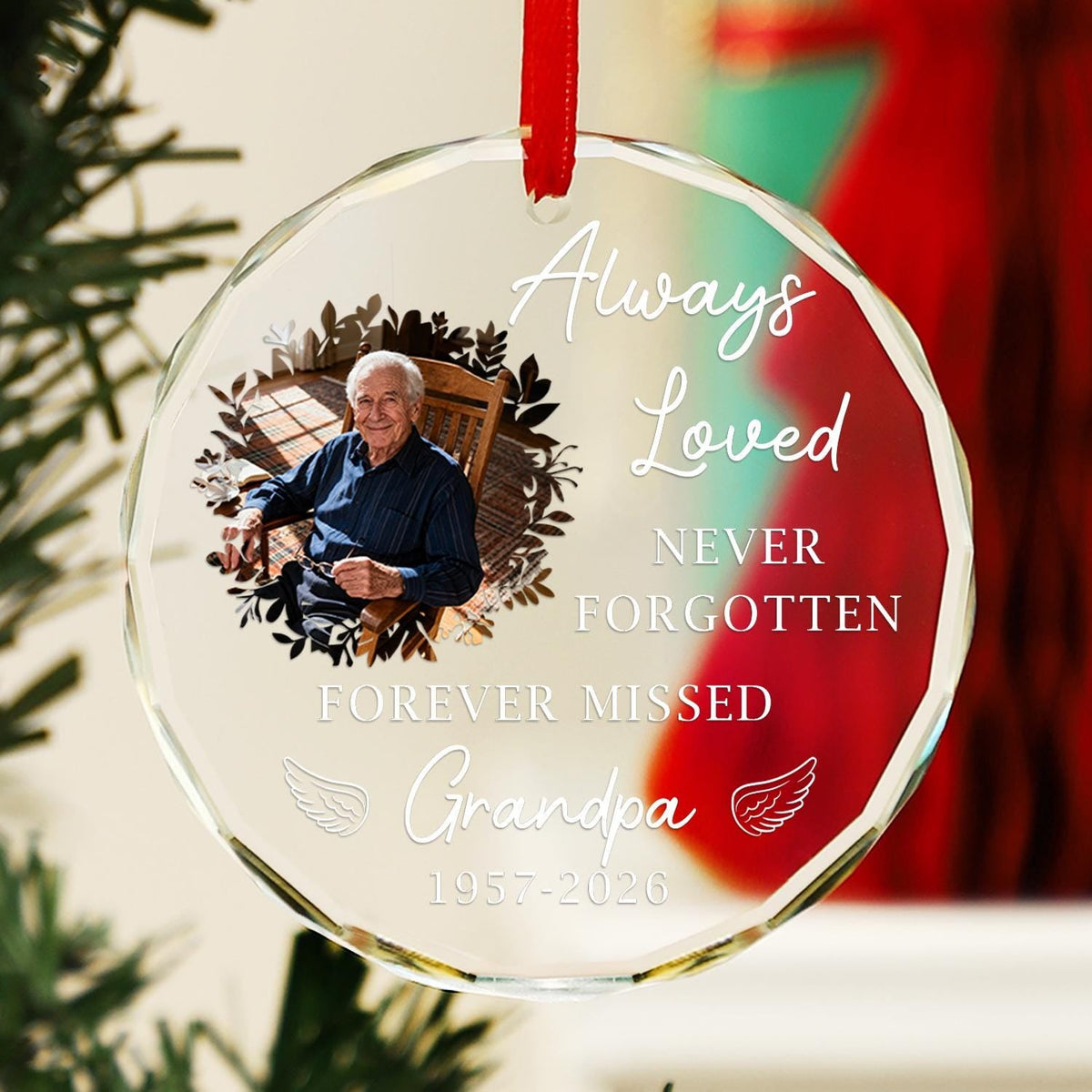 Never Forgetten Forever Missed - Personalized  Glass Memorial Ornament