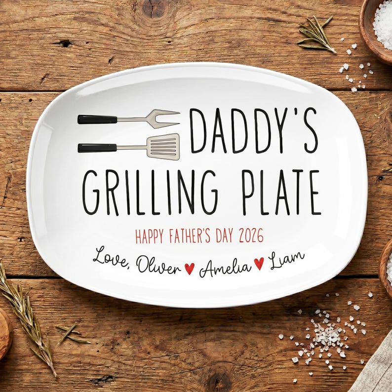 Personalized Dad Grilling platter, Father's Day BBQ Gift For Grill Master Dad