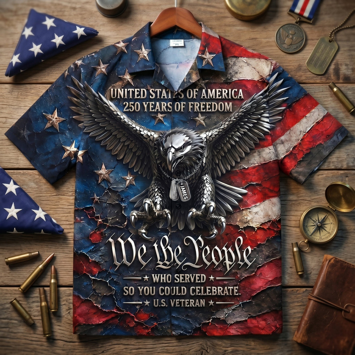 Bold Eagle Veteran Hawaiian Shirt, Personalized Gifts For Veterans