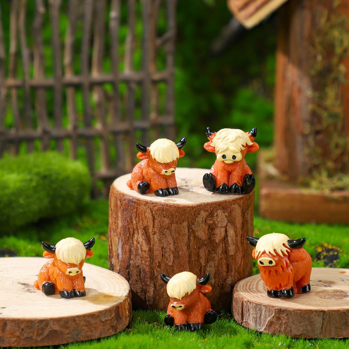 Easter Egg Hunt Alternative - Mini Highland Cow Figurines for Hide & Seek - Adorable Resin Cow Decorations for Party Favors