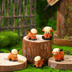 Easter Egg Hunt Alternative - Mini Highland Cow Figurines for Hide & Seek - Adorable Resin Cow Decorations for Party Favors