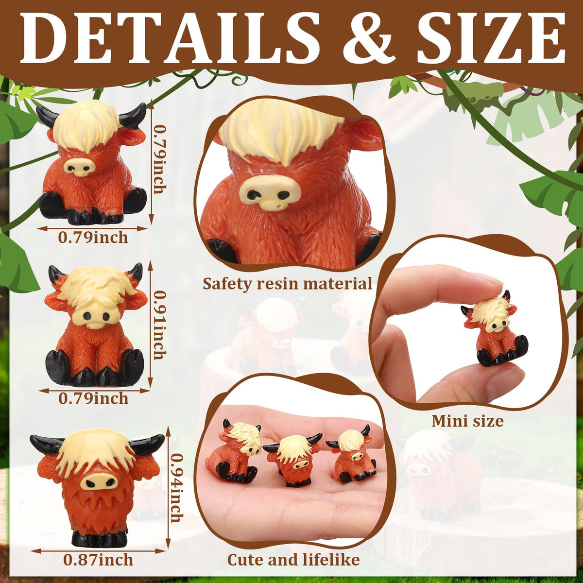 Easter Egg Hunt Alternative - Mini Highland Cow Figurines for Hide & Seek - Adorable Resin Cow Decorations for Party Favors