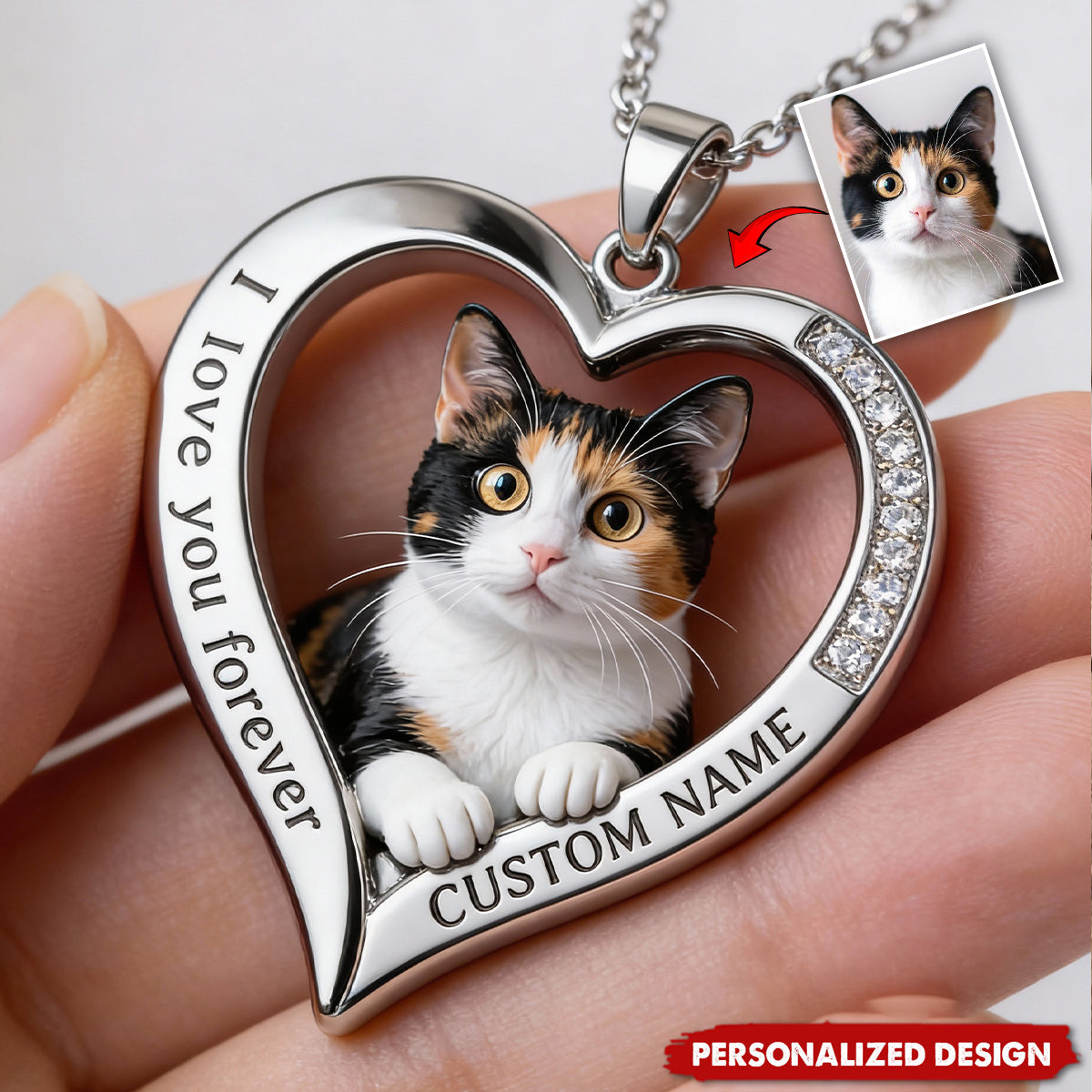 Personalized Cat/Dog Shaped Metal Pendant Necklace