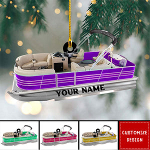 Personalized Pontoon Boat Acrylic Christmas Ornament - New Release