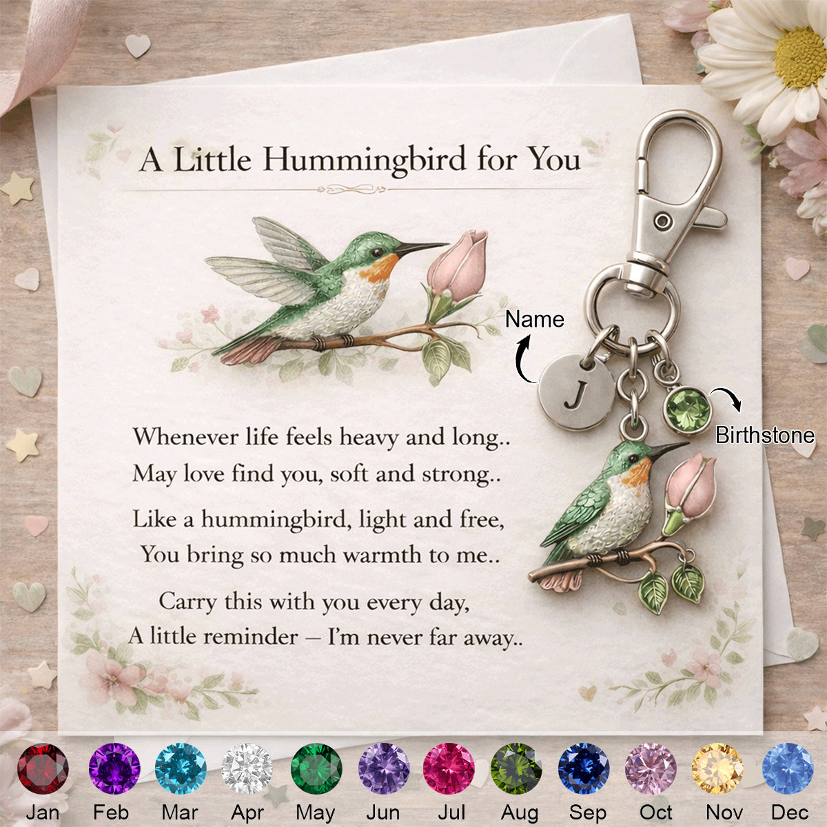 A Little Hummingbird for You keychain - Personalized Filled with Love & Comfort Keychain - Mother’s Day Gift
