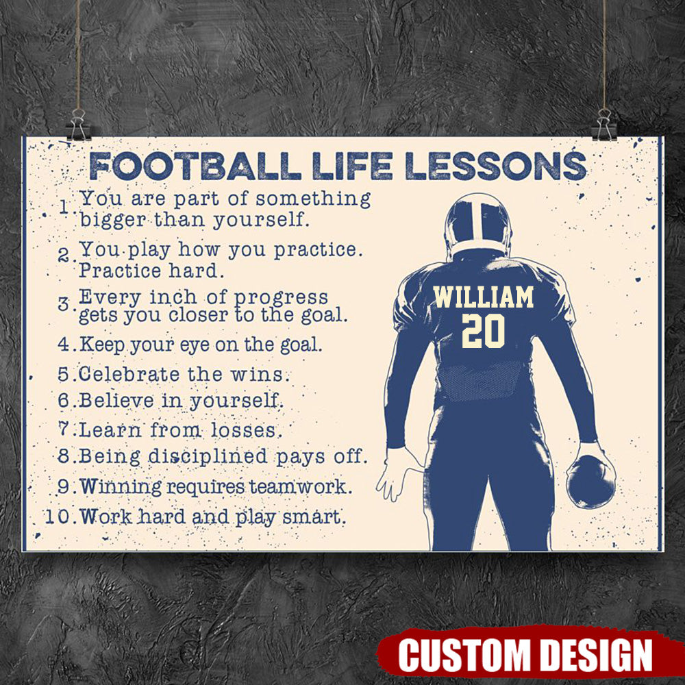 FOOTBALL LIFE LESSONS - CUSTOM NAME Horizontal Poster