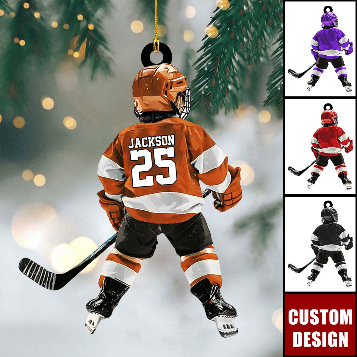 Personalized Kid Hockey Player Christmas Ornament Gift For Hockey Lover-New Release