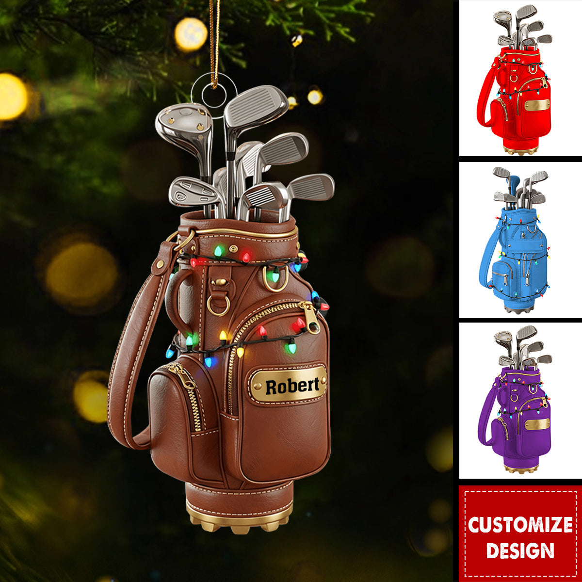Merry Christmas - Personalized Golf Bag Ornament