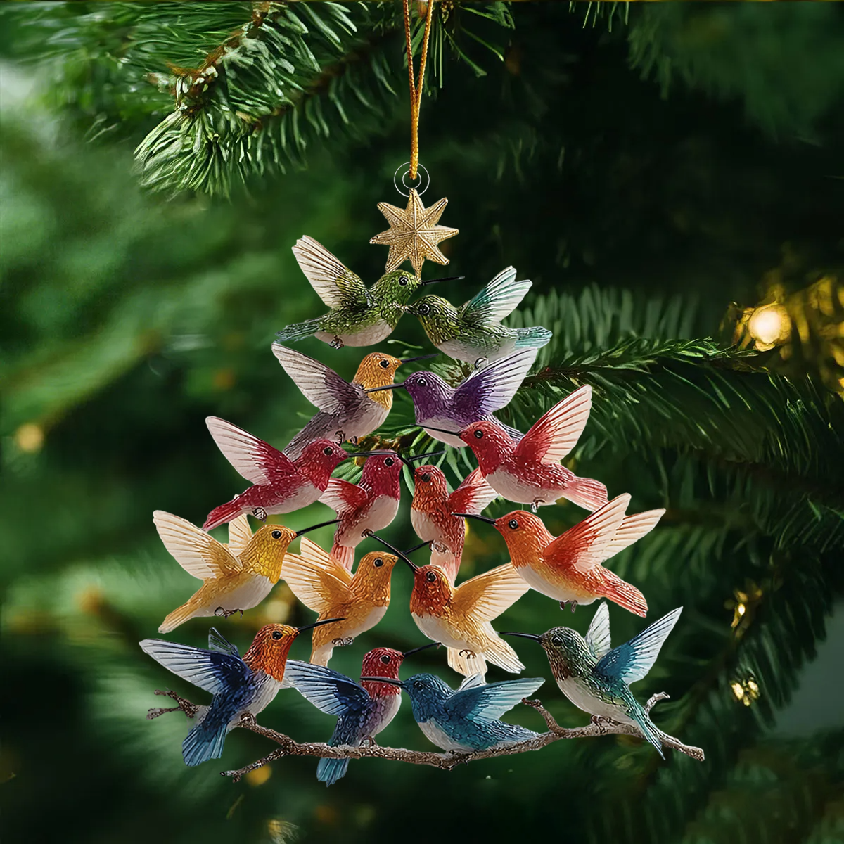 Colorful Hummingbird Christmas Tree Ornament, Gift Bird Lover