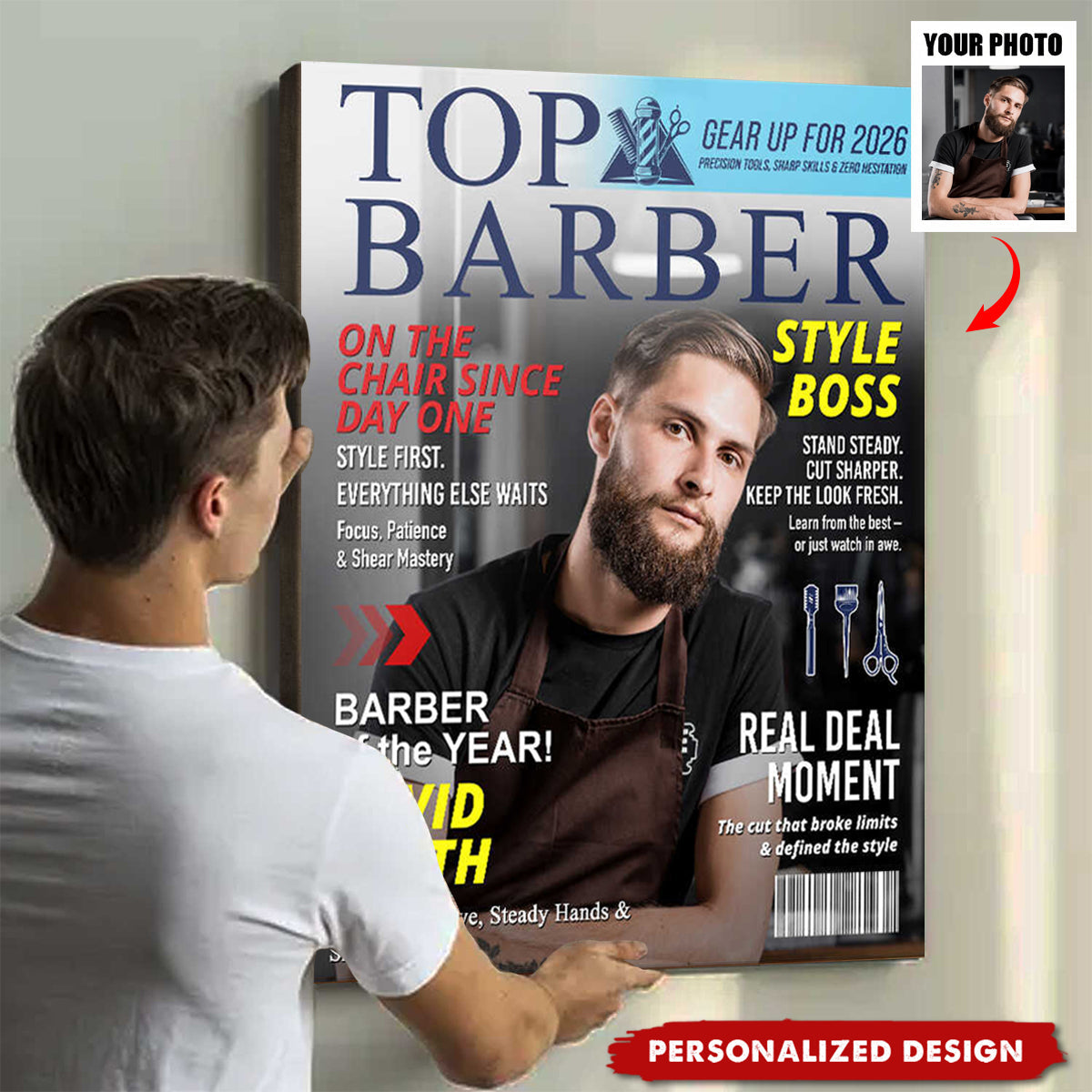 Personalized Barber Magazine Cover Poster - Gift For Barber