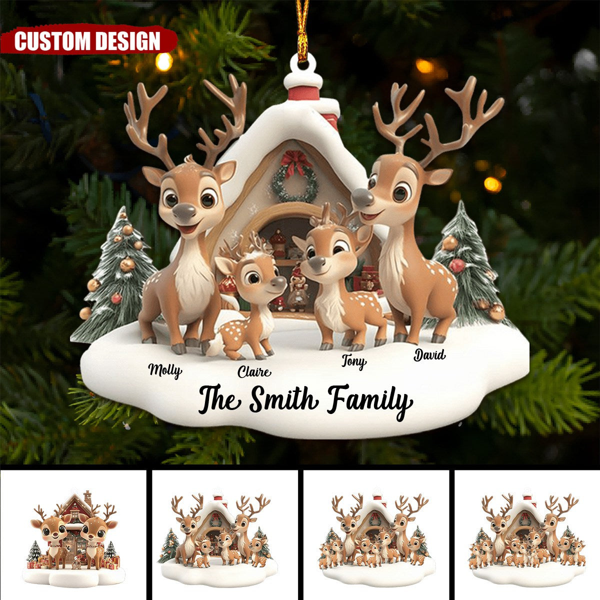 Personalized Reindeer Family Ornament-New Release