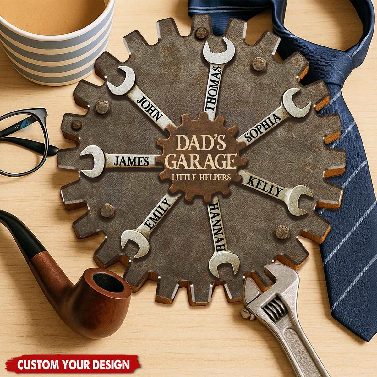 Personalized Garage Sign for Dad, Custom Father's Day Gift with Kids' Names, Little Helpers