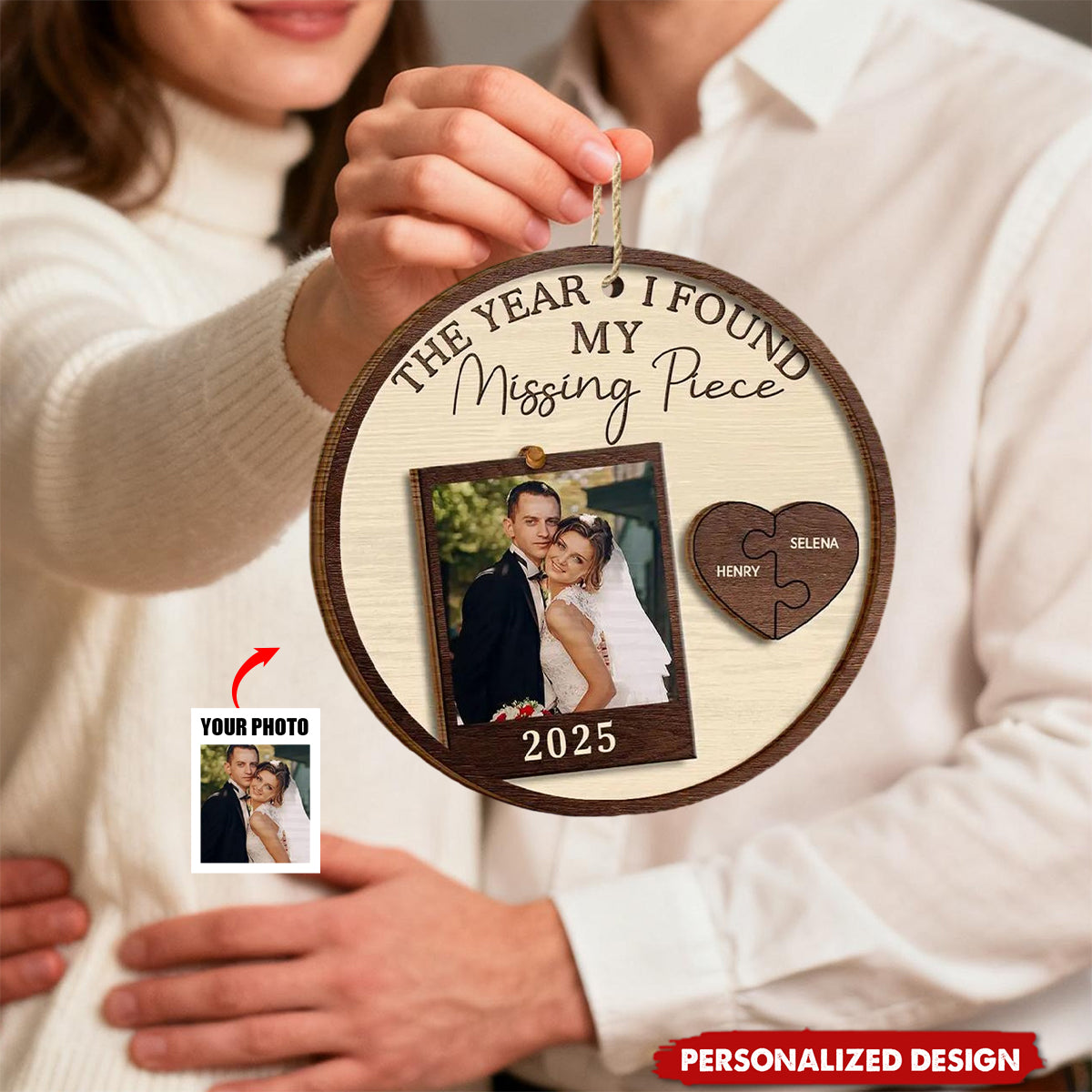 The Year I Found My Missing Piece-Personalized Photo Couple Ornament