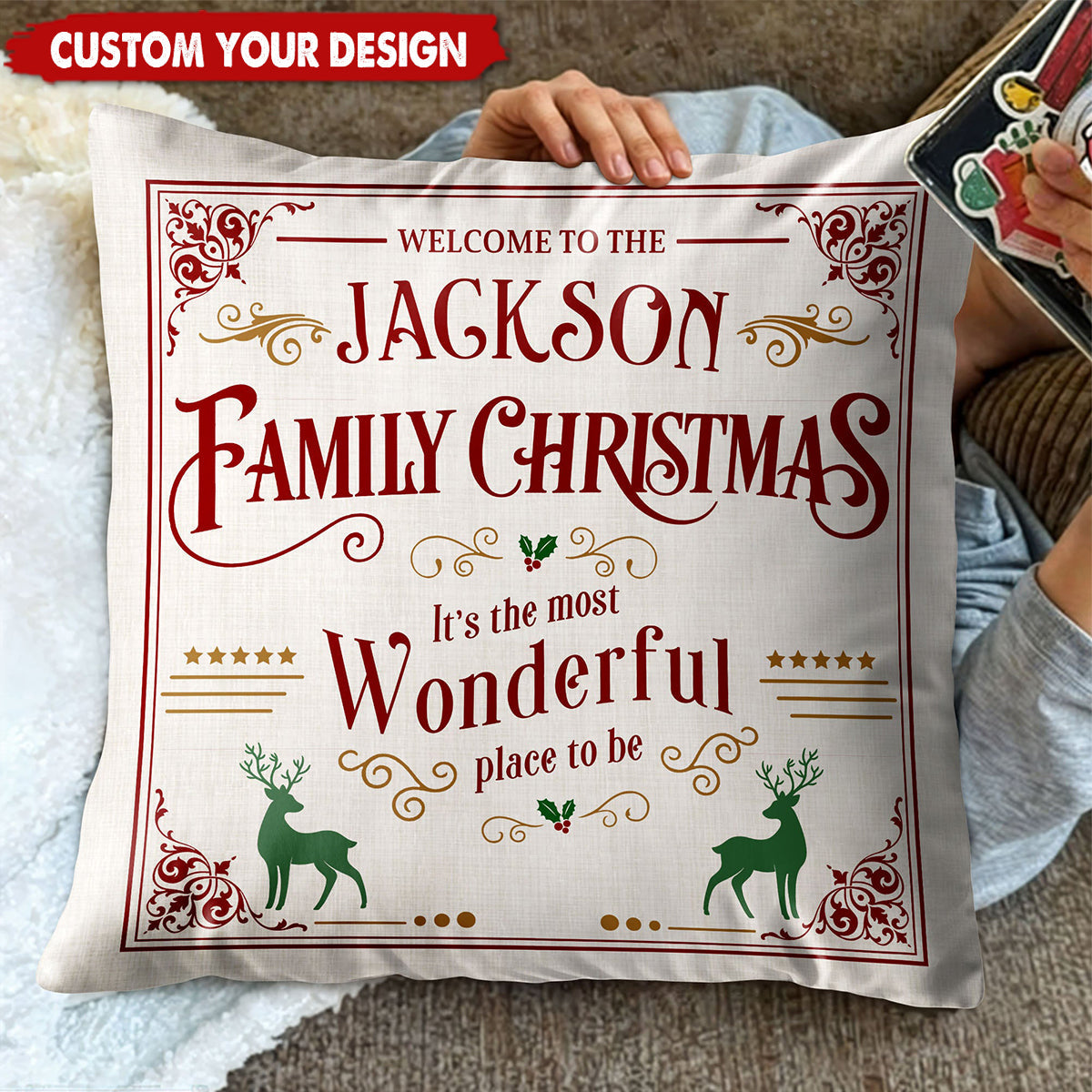 Personalized Family Christmas Pillow