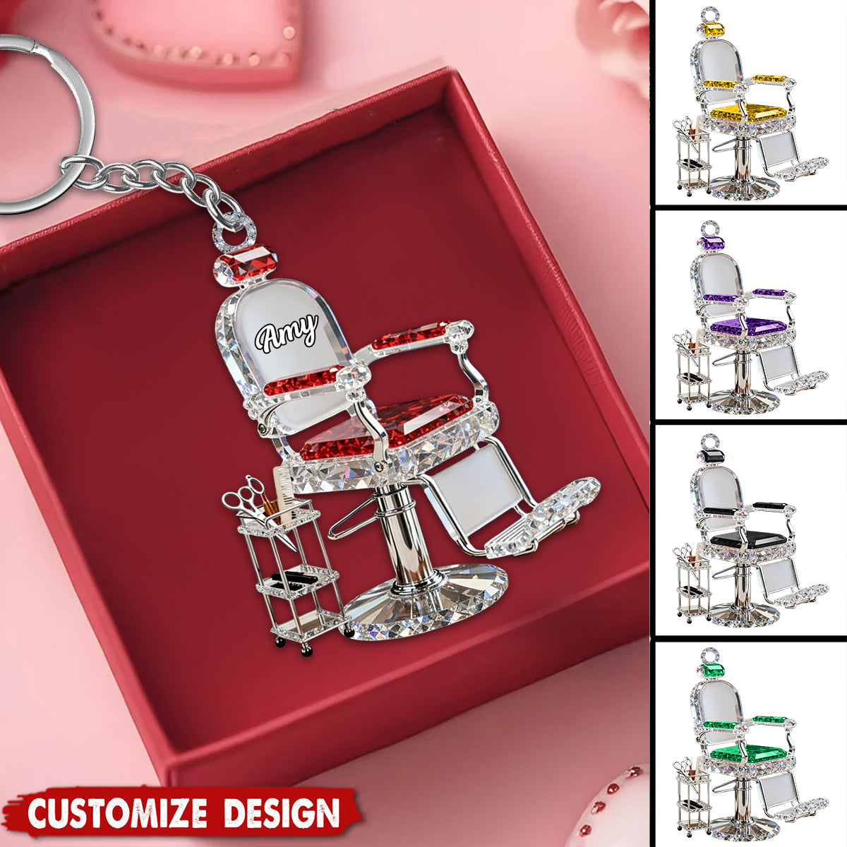 Personalized Barber Chair Keychain -Gift For Hair Stylist